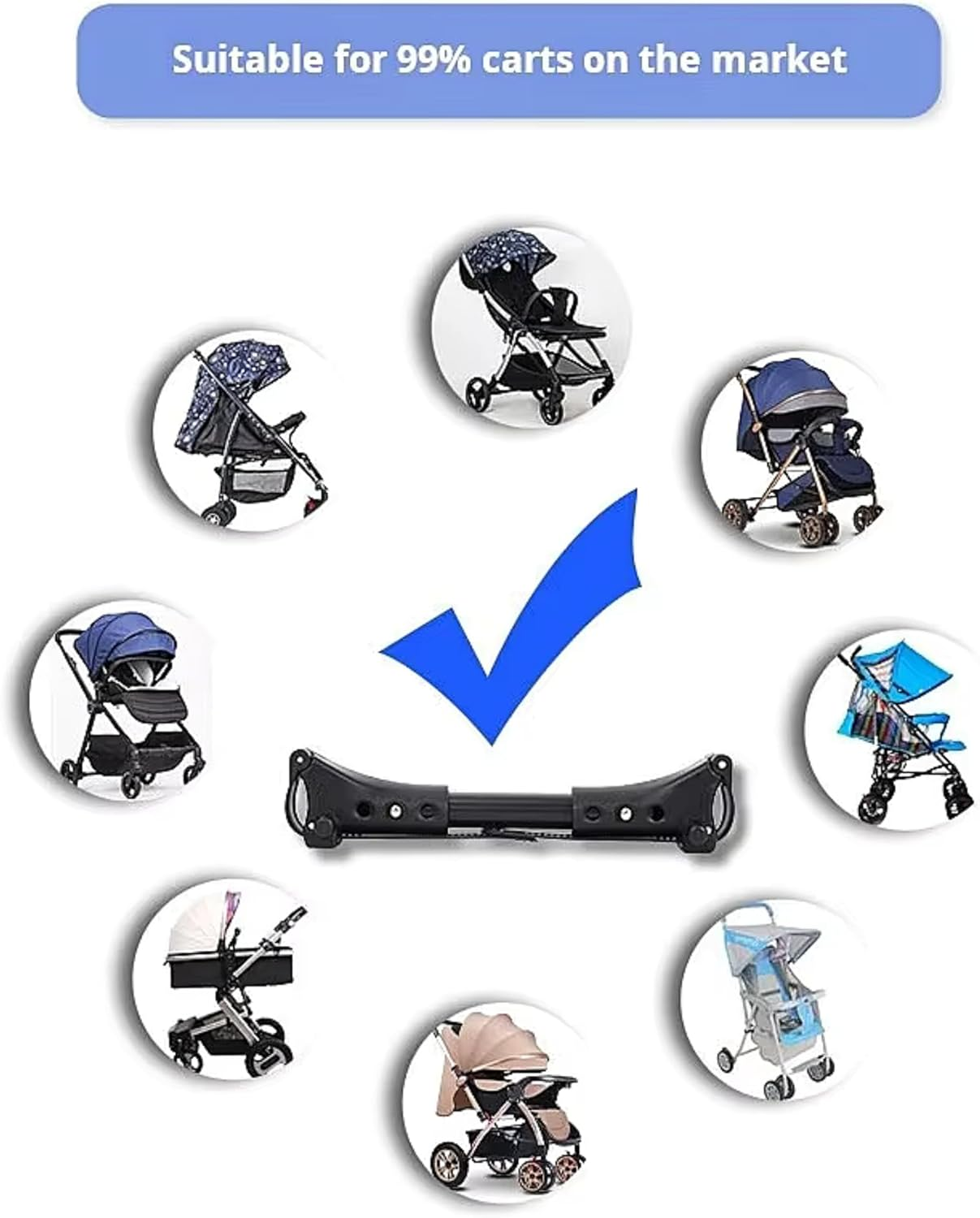 Weegeeks 3Pcs Universal Stroller Connector for Twins - Side by Side Pushchair Connector, Adjustable & Compatible with Most Strollers