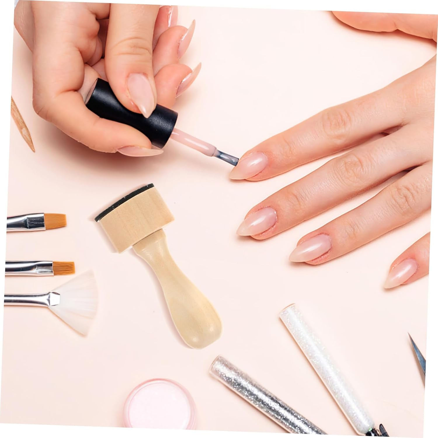 BESTYASH Mini Ink Blending Tool Set with Wooden Handle for Safe Nail Polish Remover Application Hand Protecting Clamping Pad Applicator for Efficient Clean and Chemical Nail Care image number 2