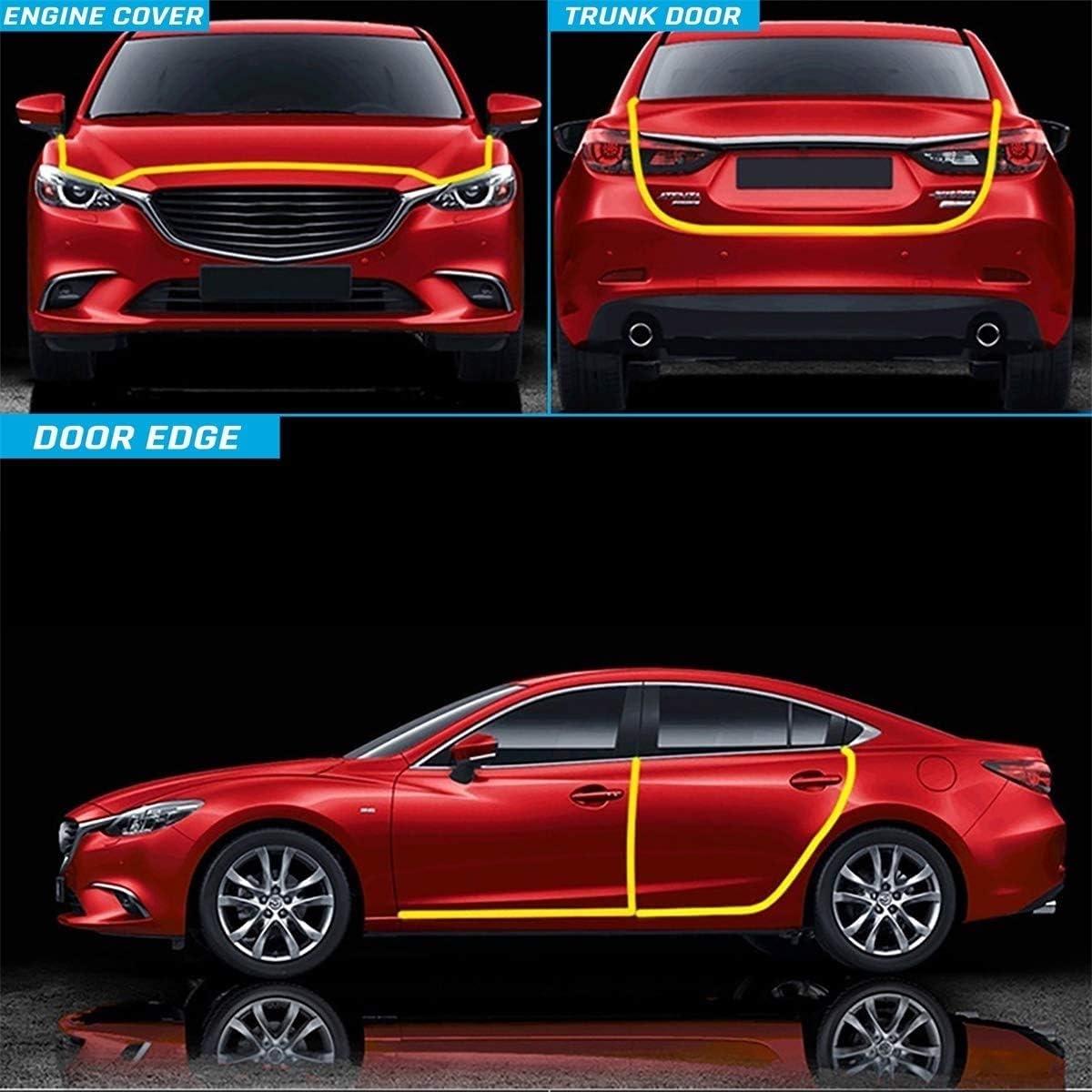 MYFAMIREA16.4 Ft(5M) Car Door Edge Guards U Shape Edge Trim Rubber Seal Protector Rubber Car Door Protector Car Protection Door Edge Anti-Collision Rubber Clips Fit for Most Car image number 5