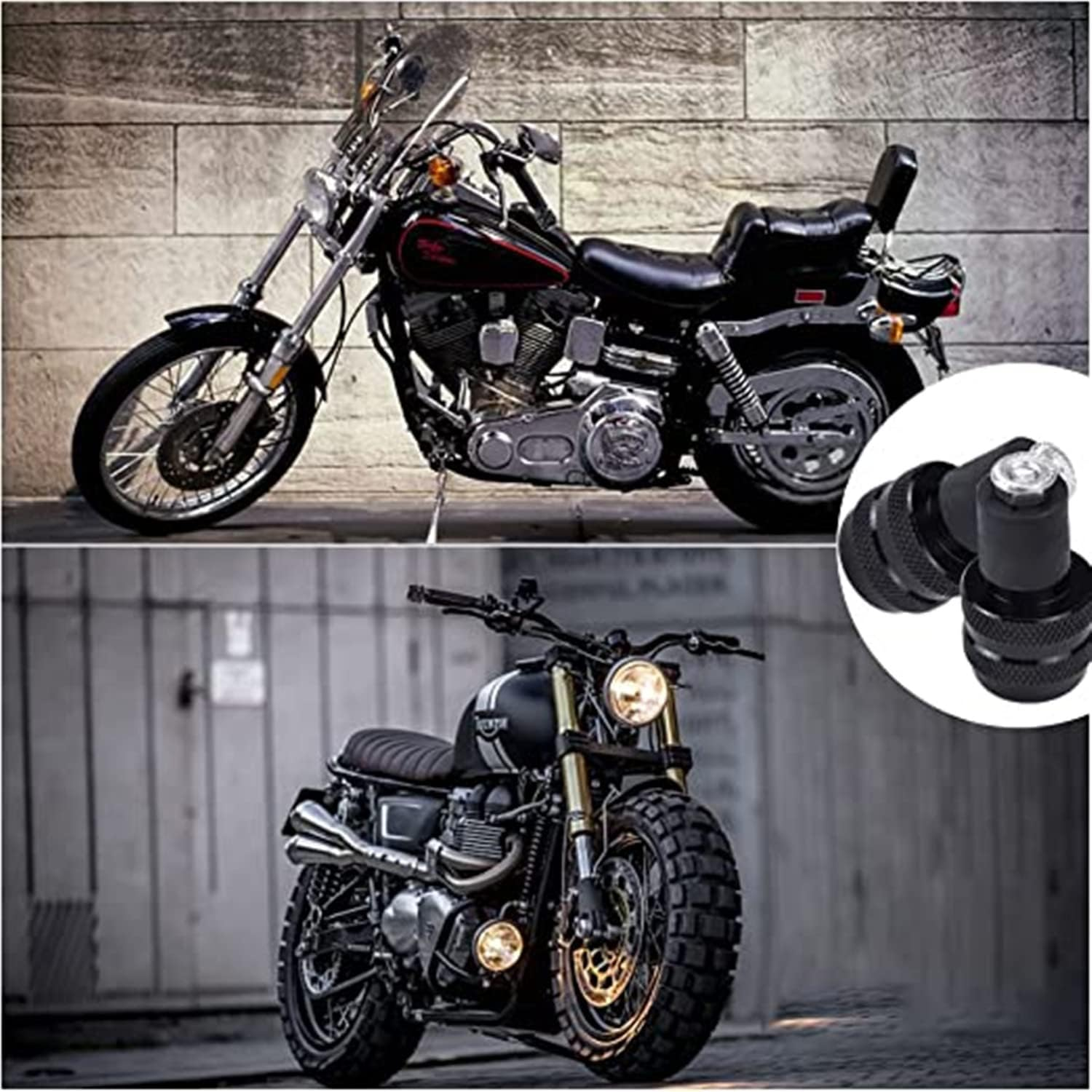 1 Pair of Motorcycle Bar End Plugs Universal for 7/8 Inch 22Mm Motorcycle Handlebar anti Vibration Aluminium Alloy Black Motorbike Accessories for Most Motorbike (Black) image number 3