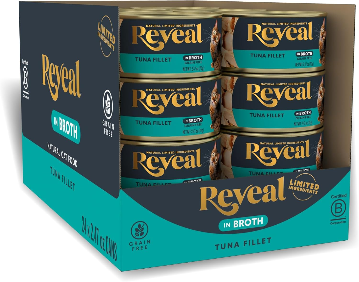 Reveal Natural Wet Cat Food, 24 Count, Grain Free, Limited Ingredient Canned Food for Cats, Tuna in Broth, 70G Tins image number 4