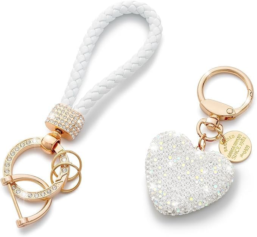 Crystal Car Keychain for Women with Sparkly Rhinestone Heart Shape Keychains Accessories, Cute Keychain for Girls, Birthday Christmas Easter Valentines Day Mothers Day Gifts