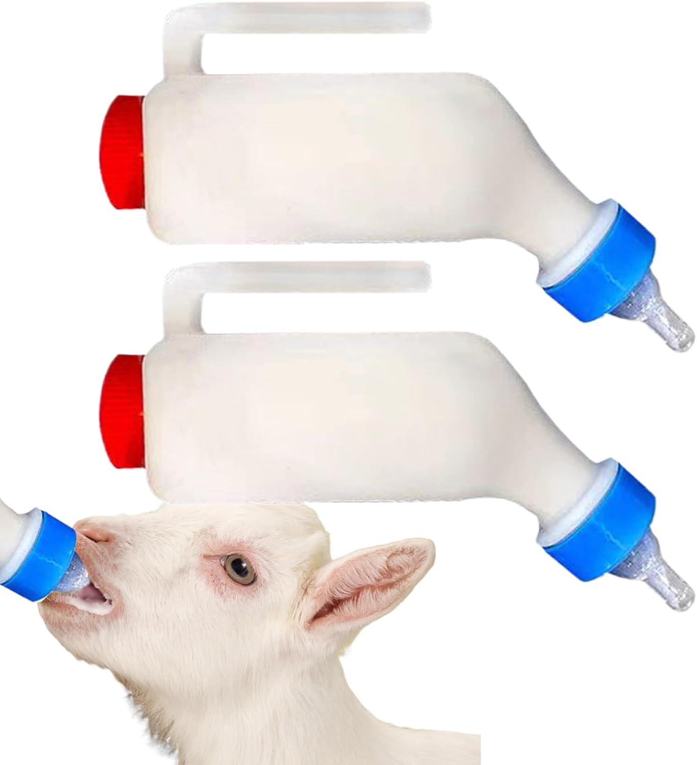 2PCS Lamb Feeding Bottle, 500/800ML Goat Calf Feeding Teats Bottles with Hand Grip, Sheep Feedings Bottles, Lamb Milk Feeder Bottle with Nipple for Dogs, Cow, Sheep