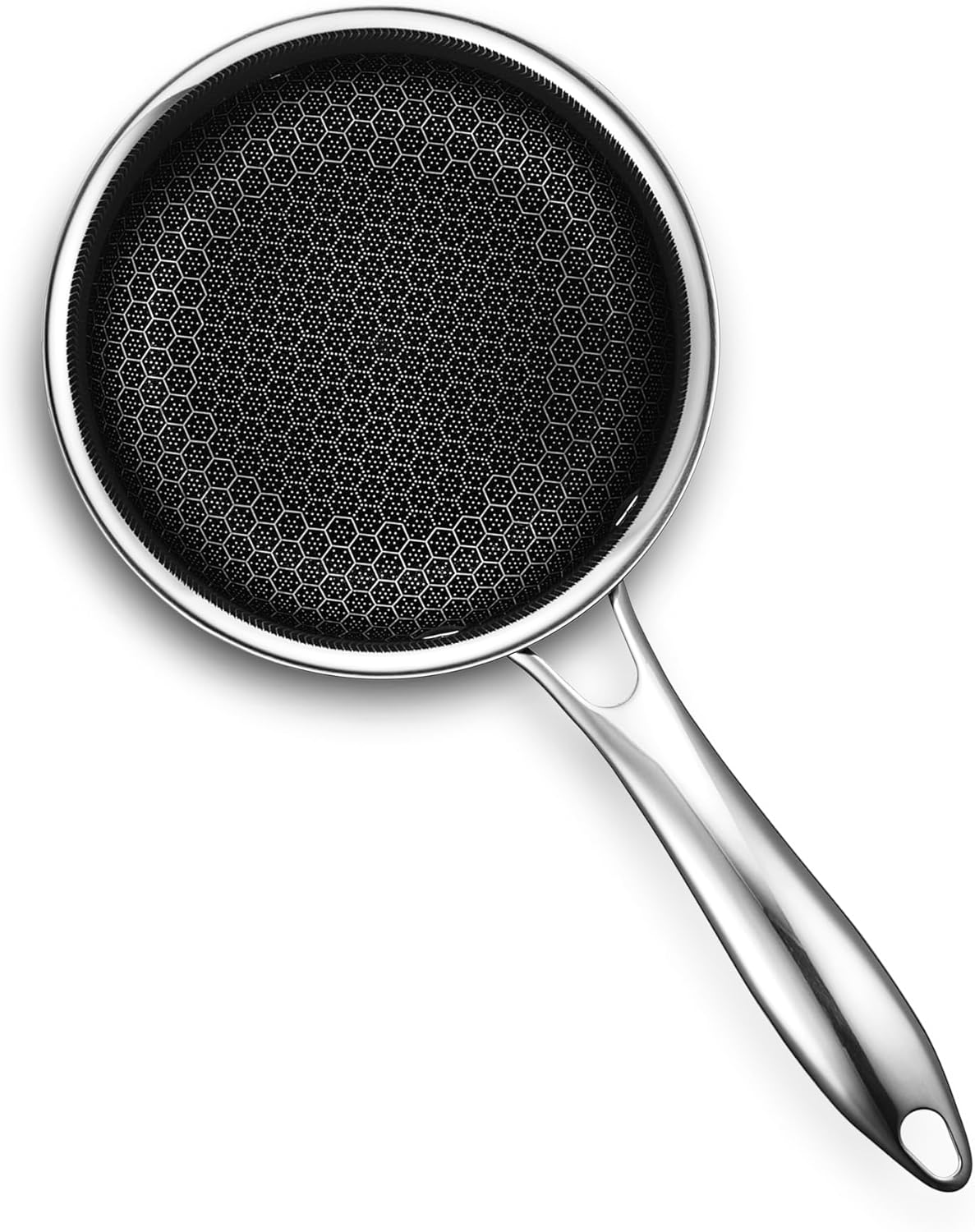 Hexclad Hybrid Nonstick 1-Litre Saucepan with Tempered Glass Lid, Stay-Cool Handle, Dishwasher-Friendly, Oven-Safe up to 480&deg;C, Induction Ready, Compatible with All Cooktops