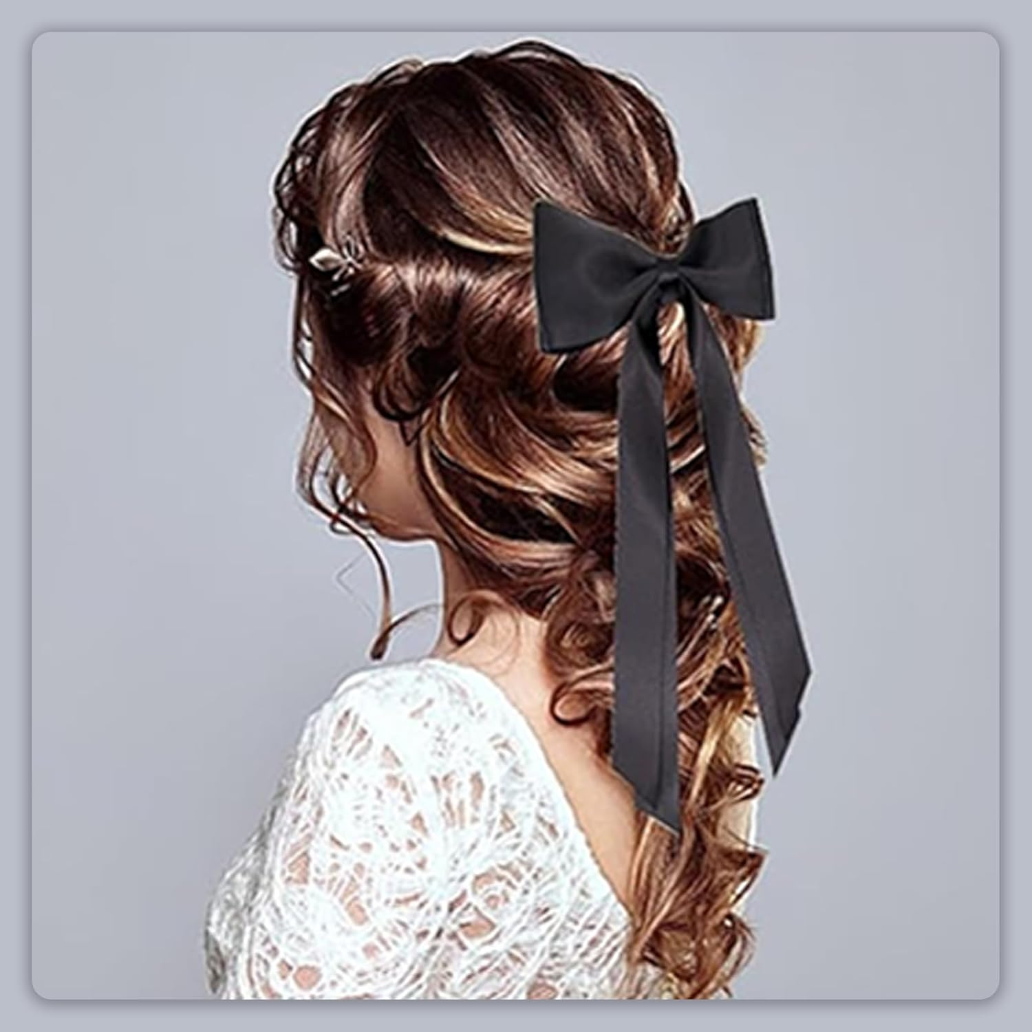 ONBPIY 6Pcs Hair Bows for Women Silky Satin Ribbon Bow Clips with Metal Alligator Clips Hair Accessories 6 Colors image number 4