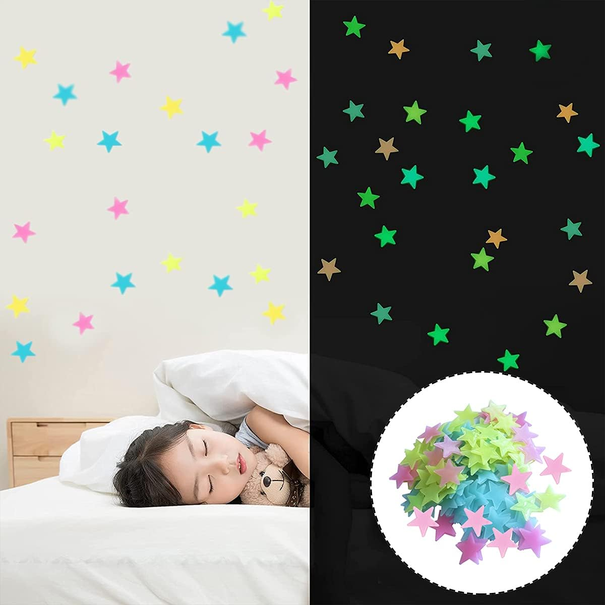 Glow in the Dark Stickers, 100 PCS Luminous Star Wall Decals for Kids Bedroom Wall Decor (30 MM) image number 3