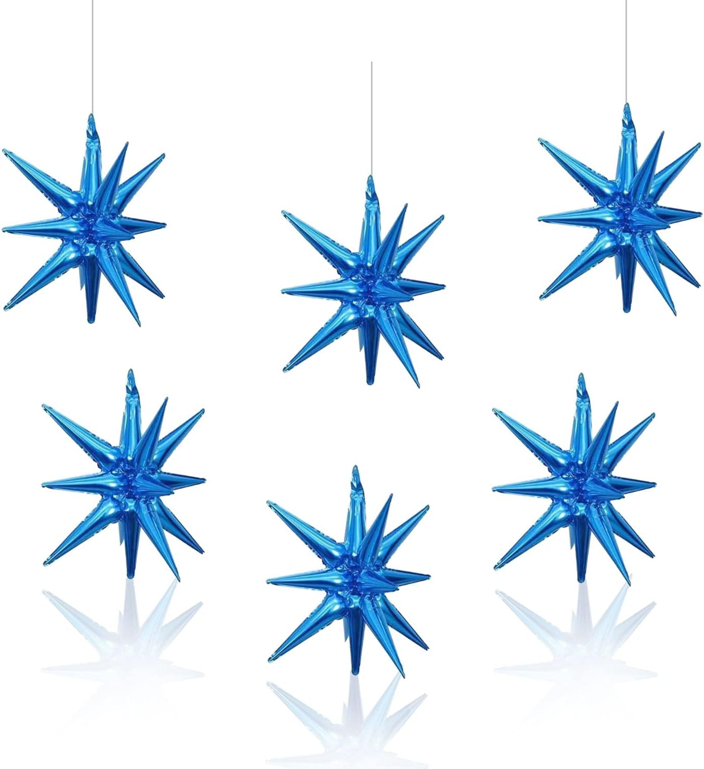 6 Pcs Rose Gold Star Foil Balloons One-Piece 14-Pointed Star Balloons 4D Starburst Cone Mylar Balloons 22Inch Christmas Birthday Wedding Wedding Anniversary Party Supplies(Rose Gold)