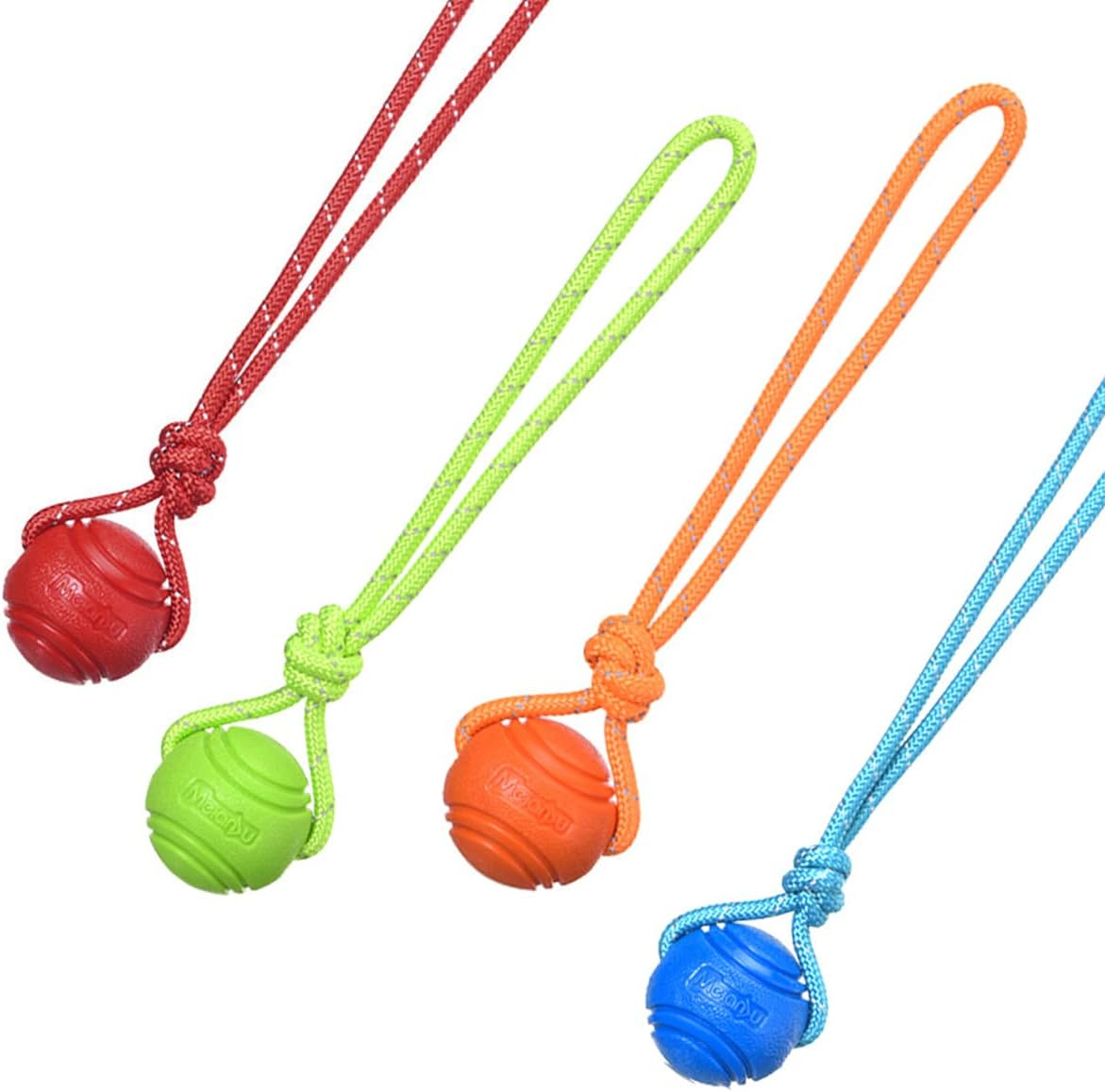 Vitalili Dog Toy Balls, 4 PCS Rubber Ball Set, Chew Resistant, High Bounce, Textured Design for Teeth Cleaning, Dog Training, Small Breeds, 2In/5Cm Diameter
