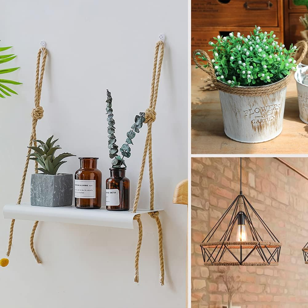 Tenn Well 50 Feet 10MM Natural Jute Rope, Heavy Duty Jute Twine for Gardening, Bundling, Decorating, DIY Crafts image number 1