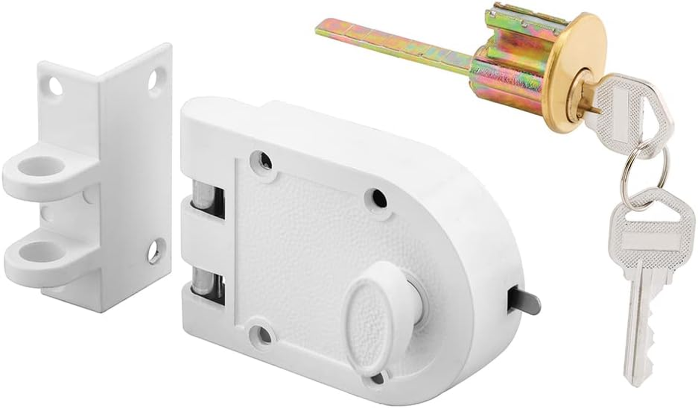 Prime-Line Products U 9971 Jimmy-Resistant Deadlock, Diecast, White, Angle Strike, Single Cylinder image number 2