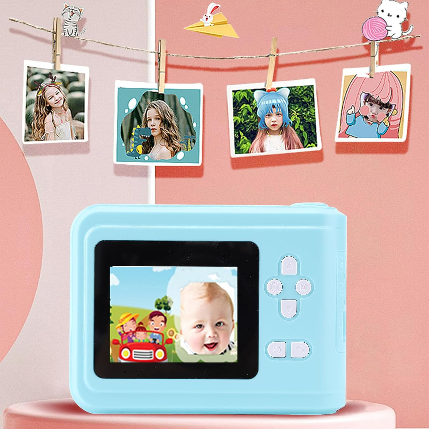 MENDUNER 1080P Instant Print Camera - 48MP Thermal Printer with 1800Mah Battery, 2.4" Color Screen, 3 Rolls Printing Paper for Travel, Parties, and More (Blue)