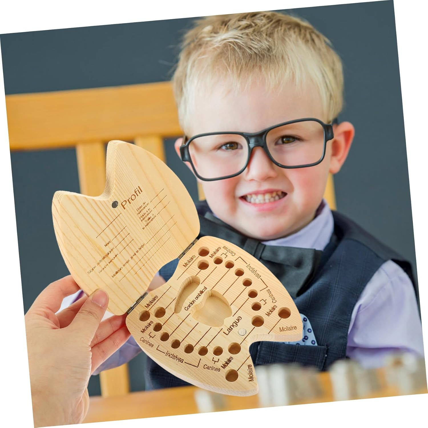 Wooden Baby Tooth Box Keepsake Container for Kids Boys and Girls Tooth Storage Holder Suitable For image number 3