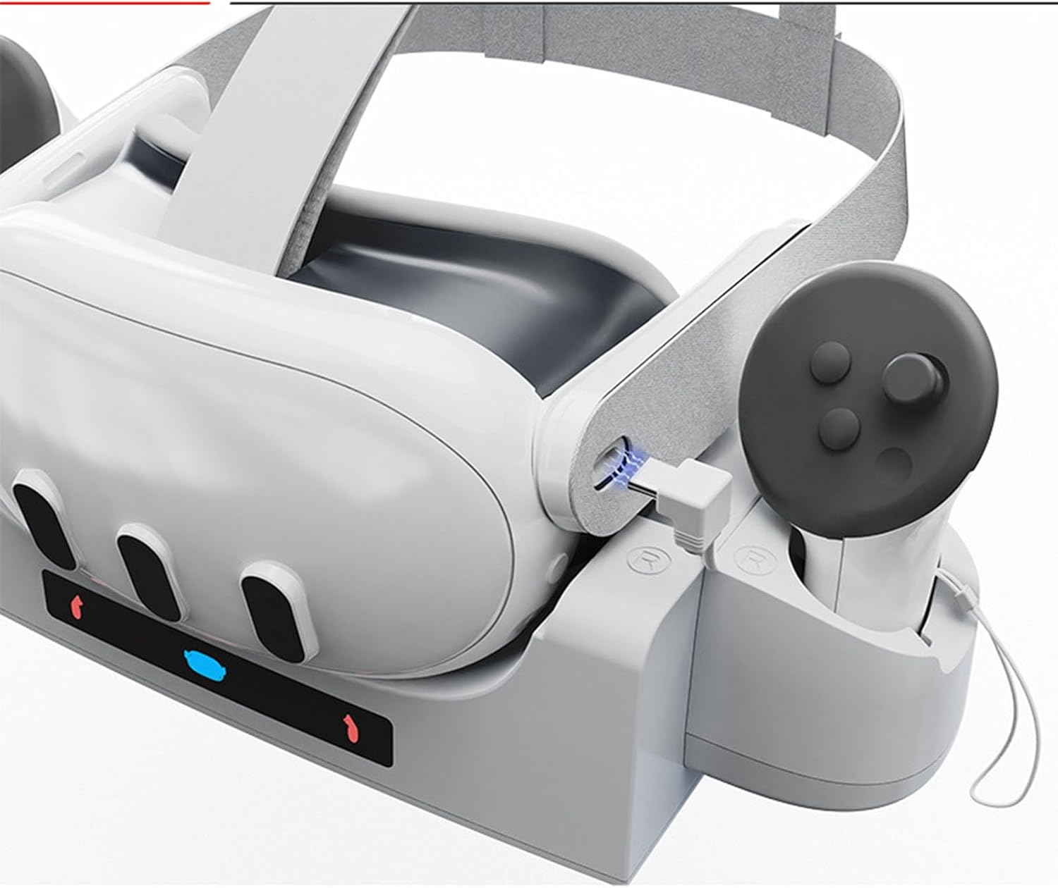 NUHFUFA Charging Base Station Compatible with Quest 3, Wall-Mounted Charging Dock for Quest 3 Headset & Controllers, Charger Stand with 2 Rechargeable Batteries Type-C Cable VR Accessories