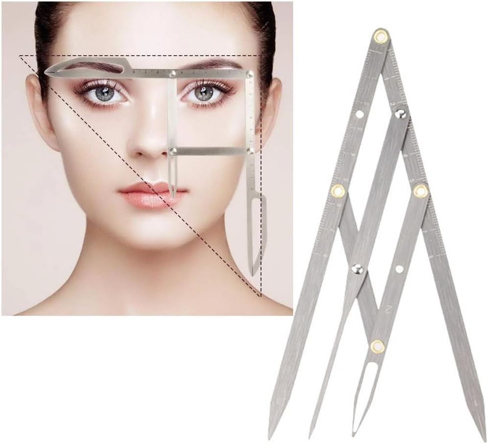 CYSFETENA Eyebrow Measuring Ruler, Foldable Stainless Steel Eyebrow Ruler with Golden Ratio for Precise Eyebrow Measurement, Ideal for Eyebrow Tattoo, Microblading Permanent Makeup image number 1