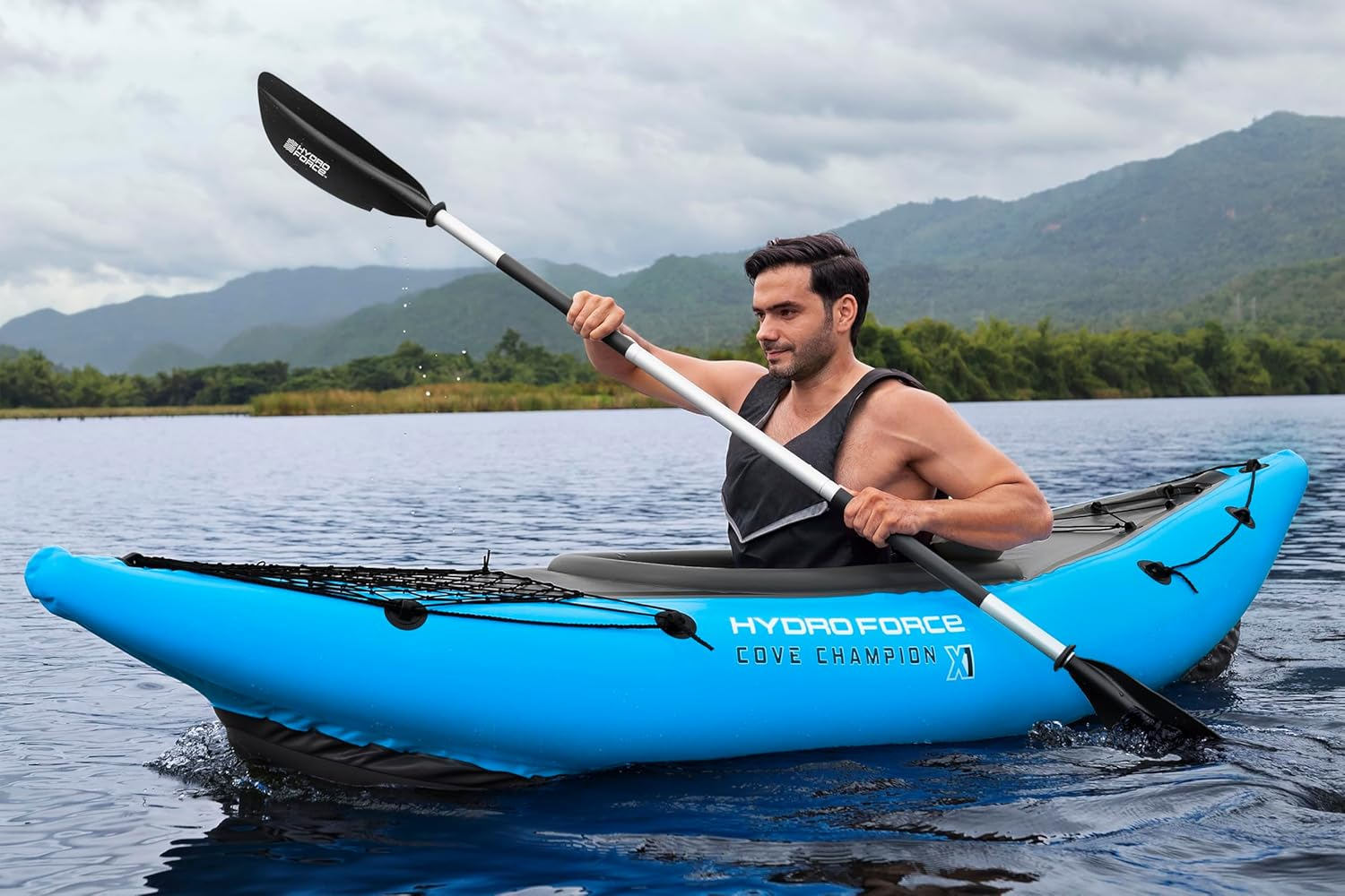 Bestway | Hydro-Force Cove Champion X1 Kayak| Inflatable Boat Set with Hand Pump, Paddles, Seats, Fins and Storage Bag | One Seater image number 2