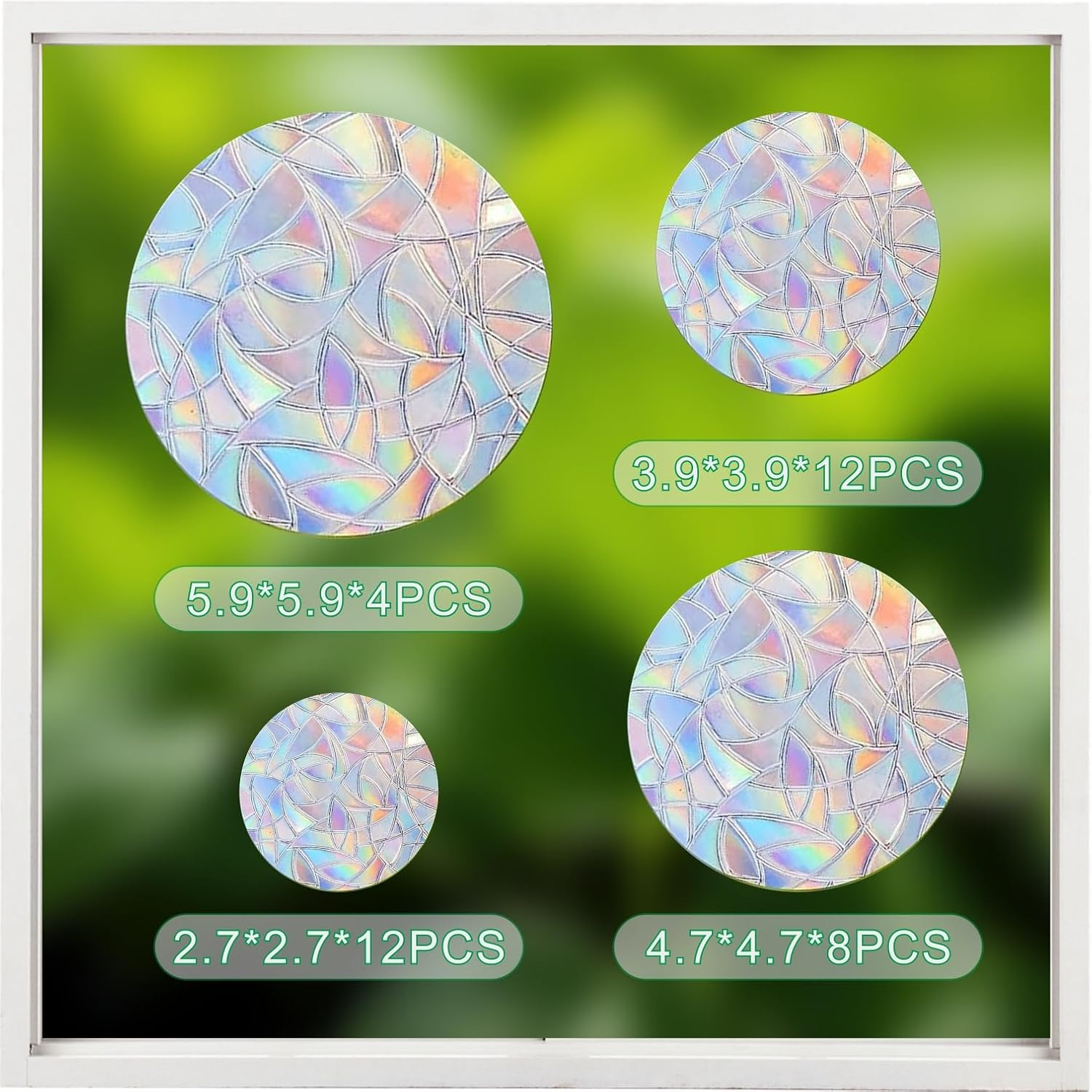 ROROP 36 Pcs Anti-Collision Window Decals, Rainbow Stickers Circle Window Clings -To save Birds from Window Collisions,Non Adhesive Prismatic Vinyl Window Clings image number 5