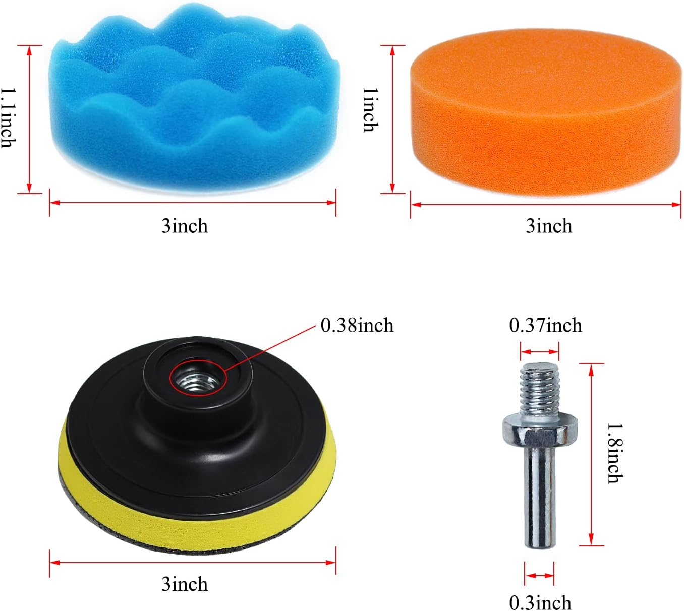 31 Pieces Polishing Pad Kit, 3 Inch Car Foam Buffing Pads Sponge Buffing Pads for Car Sanding, Buffing, Waxing, Sealing Glaze image number 6