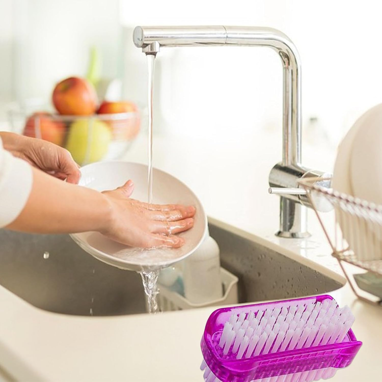 Pack of 5 Double-Sided Nail Cleaner Hard Brush, Nail Cleaner, Hand Brush Nail Brush, Hand Wash Brush, Fingernail Brush for Cleaning by Hand Nails, Suitable for Bathroom Toilets (4 Colours) image number 5