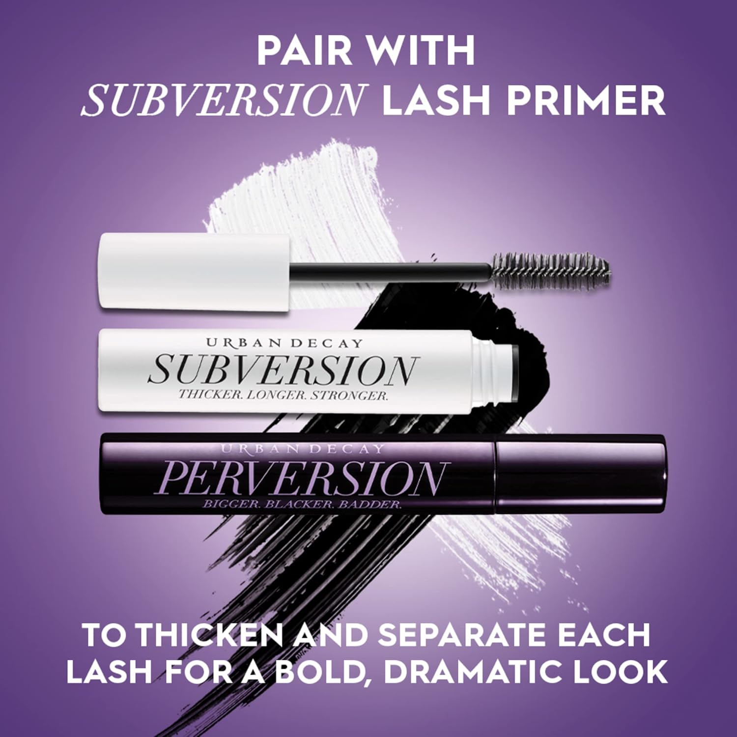 Urban Decay Perversion Volumizing Mascara - Intense Black - Creamy, Clump-Free, Flake-Free Formula - Volumizing Brush Separates & Defines - Proteins & Amino Acids to Stimulate Lash Growth image number 2