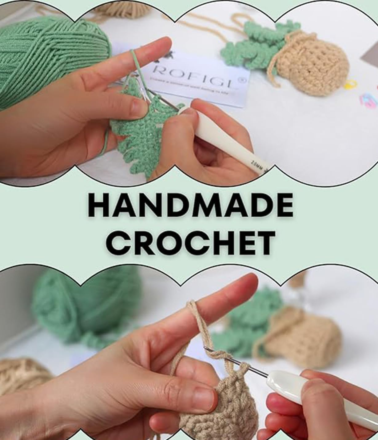 Crochet Car Air Freshener,Empty Refillable Car Oil Diffuser Bottle with Cute Crochet Plants Car Mirror Decor Hanging,Car Accessories for Women,Rear View Pendant, Crochet Accessories Car Decor image number 3