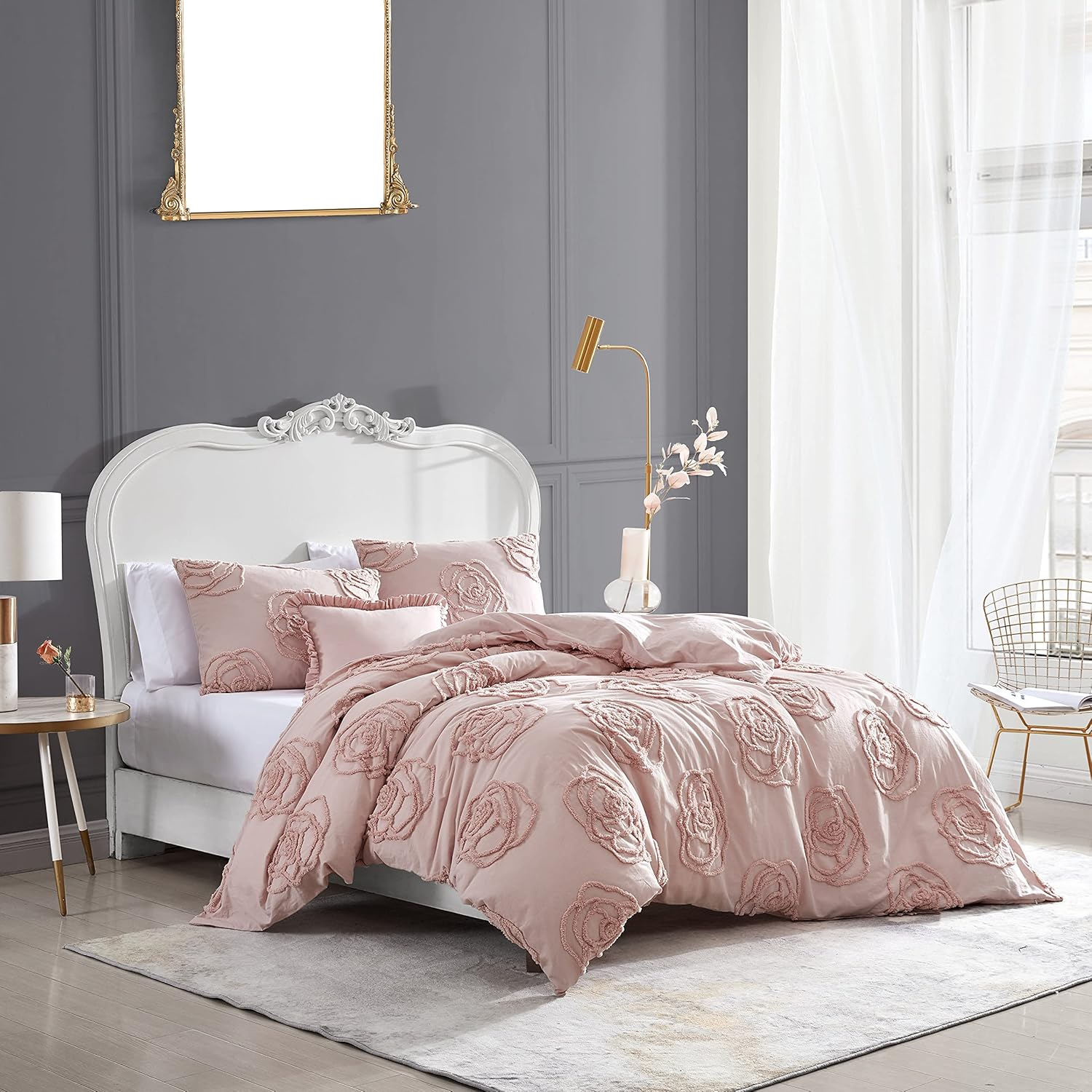 Betsey Johnson - Twin Duvet Cover Set, Reversible Cotton Bedding with Matching Sham & Bonus Throw Pillow, Ideal for All Seasons (Rambling Roses Pink, Twin) image number 6