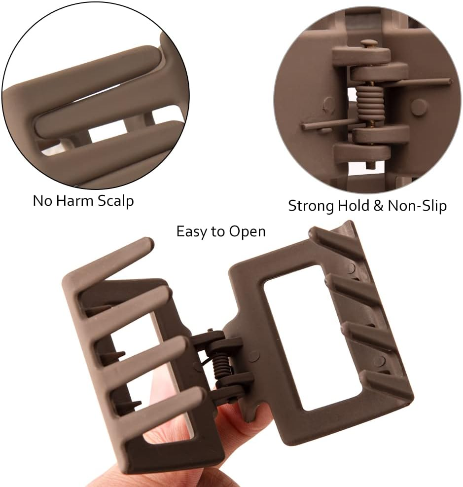 4PCS Hair Clips Set - Small Neutral Color Matte Claw Clips for Thin and Thick Hair, 2 Square Hair Accessories for Women image number 4