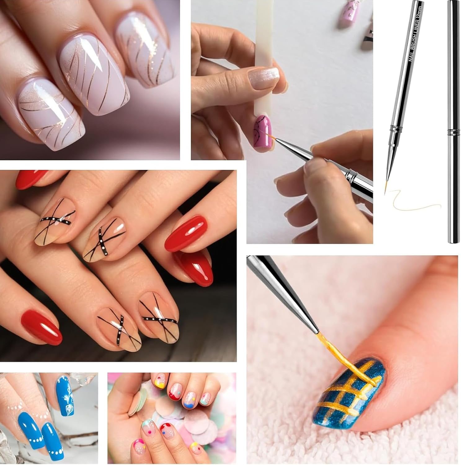 5 Pcs Nail Art Liner Brushes Set, Fine Detail Thin Liner Brushes for Professional Gel Polish Painting, Nail Art Brushes (6/9/12/15/18 Mm) image number 2