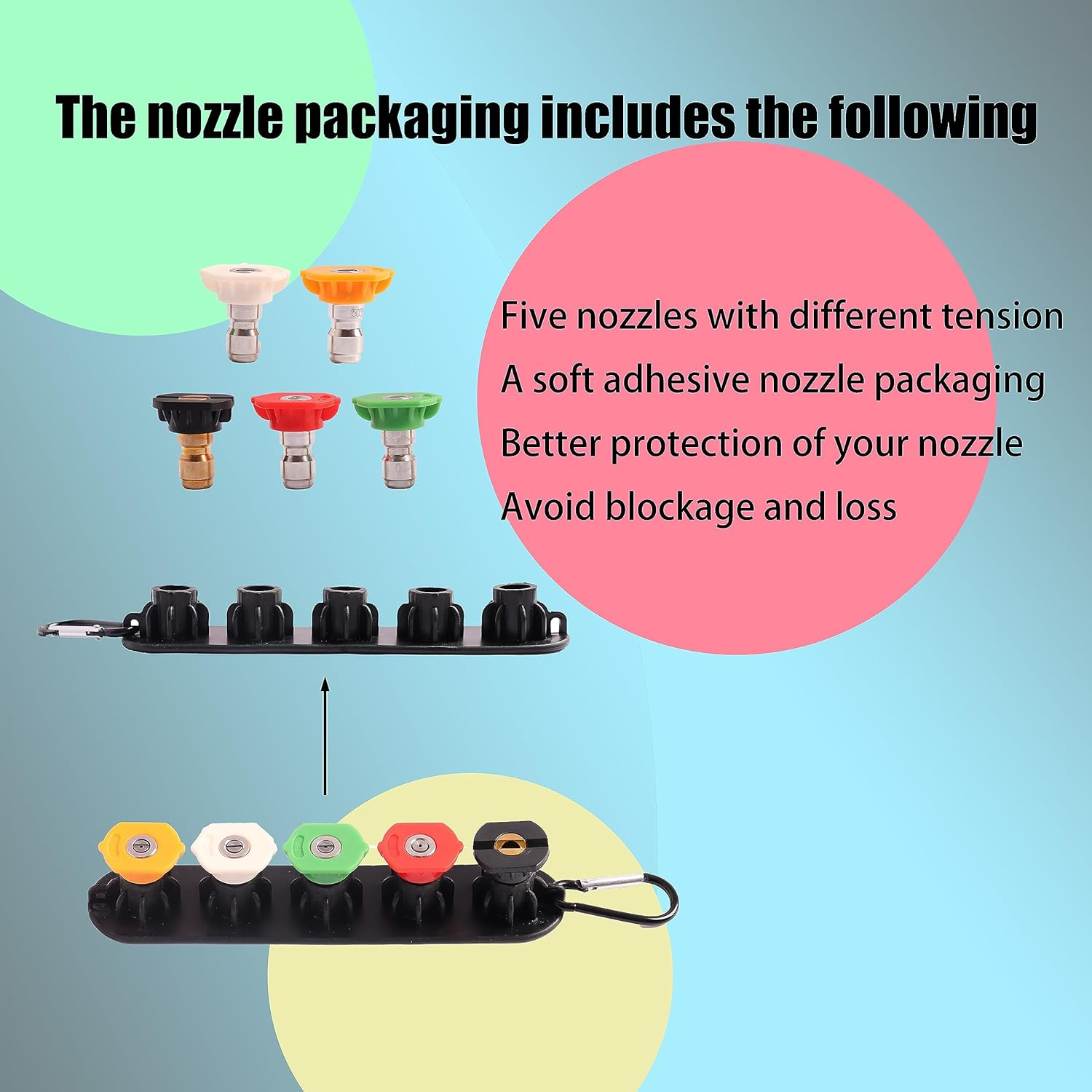 308494065 Pressure Washer Wand Compatible with Ryobi RY14122 Pressure Washer Replacement Spray Wand # 308494075 - with 5 Spray Nozzles and 1 Tips Holder image number 2