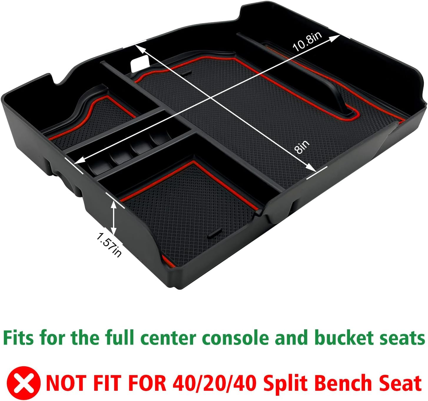 Center Console Organizer Fit for Dodge RAM 1500 2500 3500 2024 2023 2022 2021 2020 2019 Accessories Interior Storage Box Armrest Storage Tray (Red)