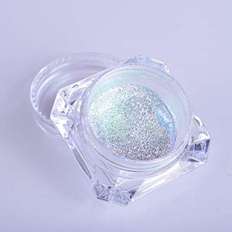 HANGQINGHENG Holographic Nail Powder Neon Effect Nail Art Piece Decoration image number 2