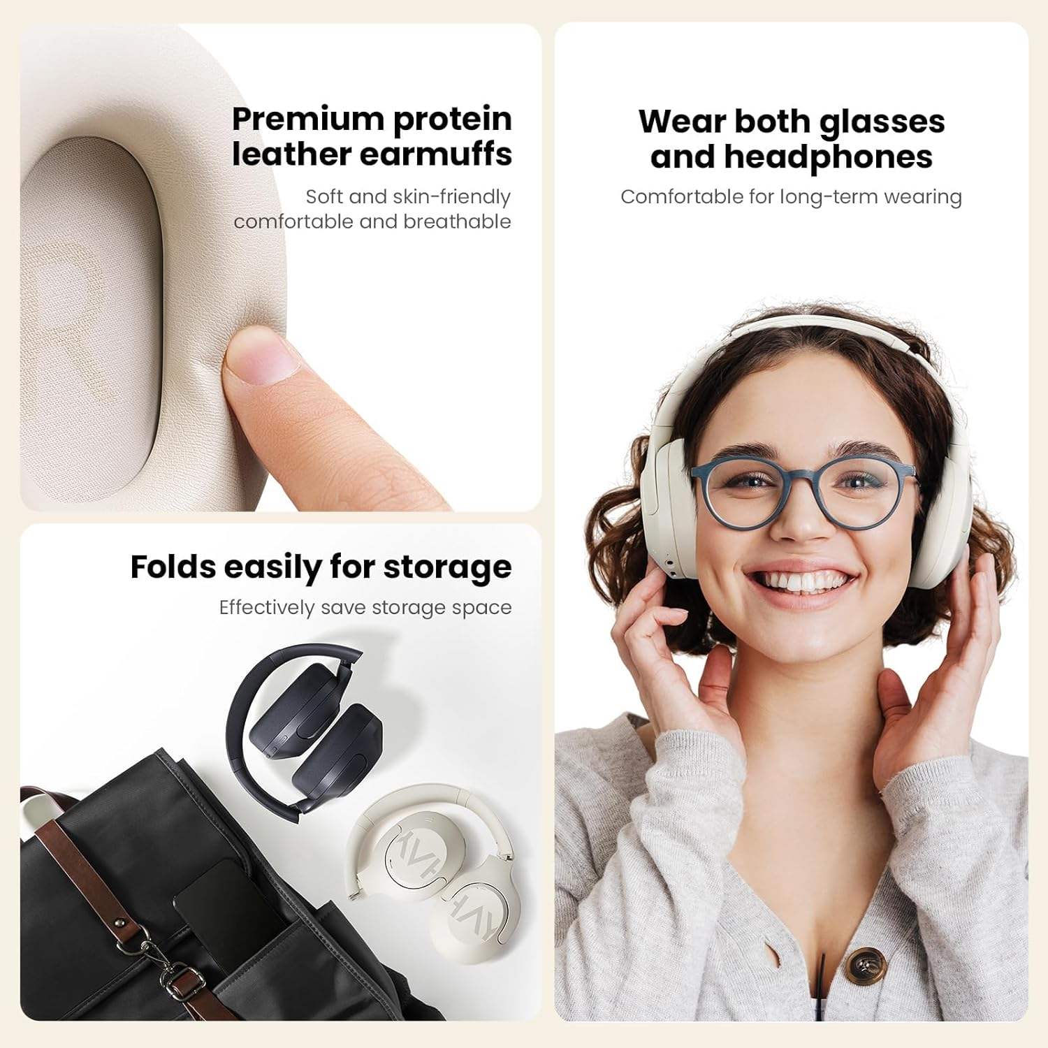 HAYLOU Wireless Headphones, S30 Pro Over-Ear Active Noise Cancelling Headphones, Bluetooth 5.4 Headphones with Microphones, 80H Playtime, Multipoint Connection & App Customize EQ, Foldable Black - Standard Black image number 2