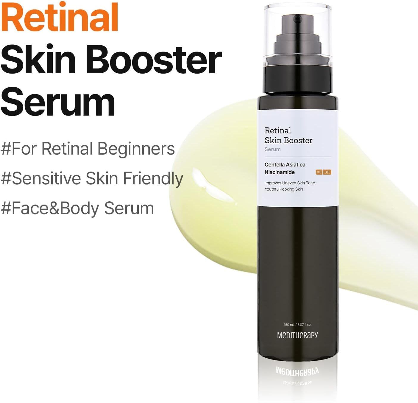 MEDITHERAPY Retinal Skin Booster Serum &ndash; Beginner-Friendly, Non-Irritating Retinol for Face and Body &ndash; Pore Minimizer, Wrinkle Treatment, Glass Skin &ndash; Korean Skin Care, 5.07 Fl. Oz Large Size image number 6