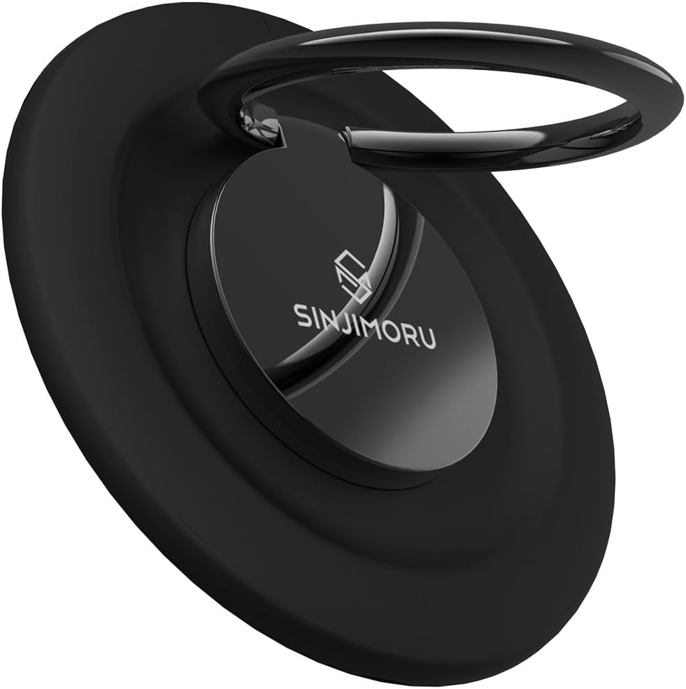 Sinjimoru Magnetic Iphone Ring, 360 Degree Rotation Phone Finger Grip for Apple Magsafe Ring Holder Compatible with Iphone 17 16 15 14 13 12 Series. M-Ringo Metallic Black image number 6
