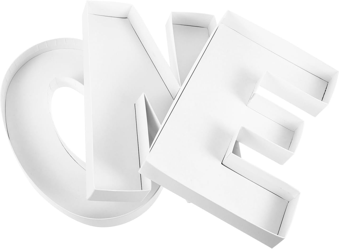 MAGICLULU 1 Set Box Alphabet Candy Box Candies Decoration One Charcuterie Board Letters Hollow Letters for Charcuterie to Fill Cardboard Letter Charcuterie Letters Sweet Holder White Paper image number 3