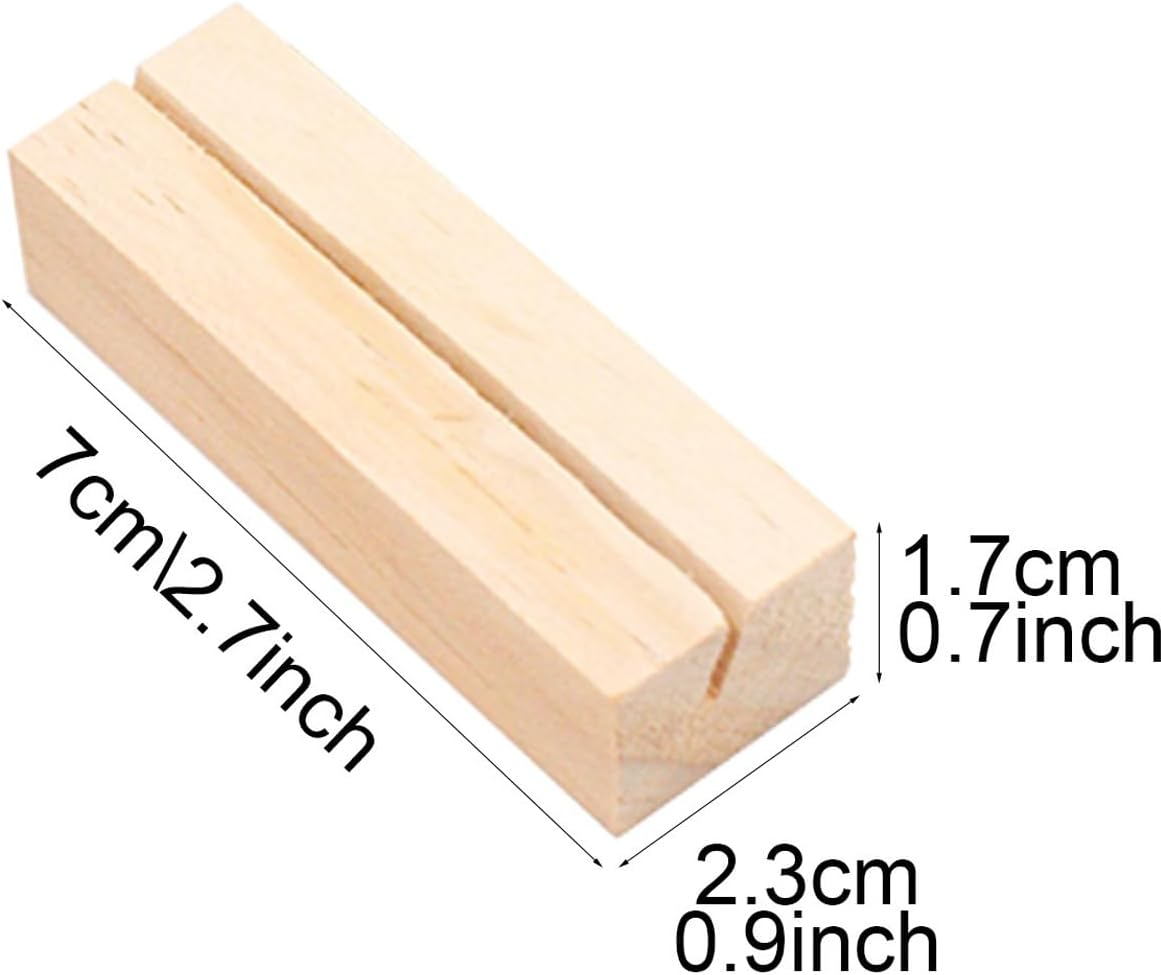 20 PCS Solid Wood Stand ,Small Card Holder for Place Card Holders, Photo Stand, Wedding Wooden Table Number Holder, Elegant and Stylish Wood Block Card Stand ,2.7Inch Long, 0.9Inch Wide and 0.7Inch High image number 2