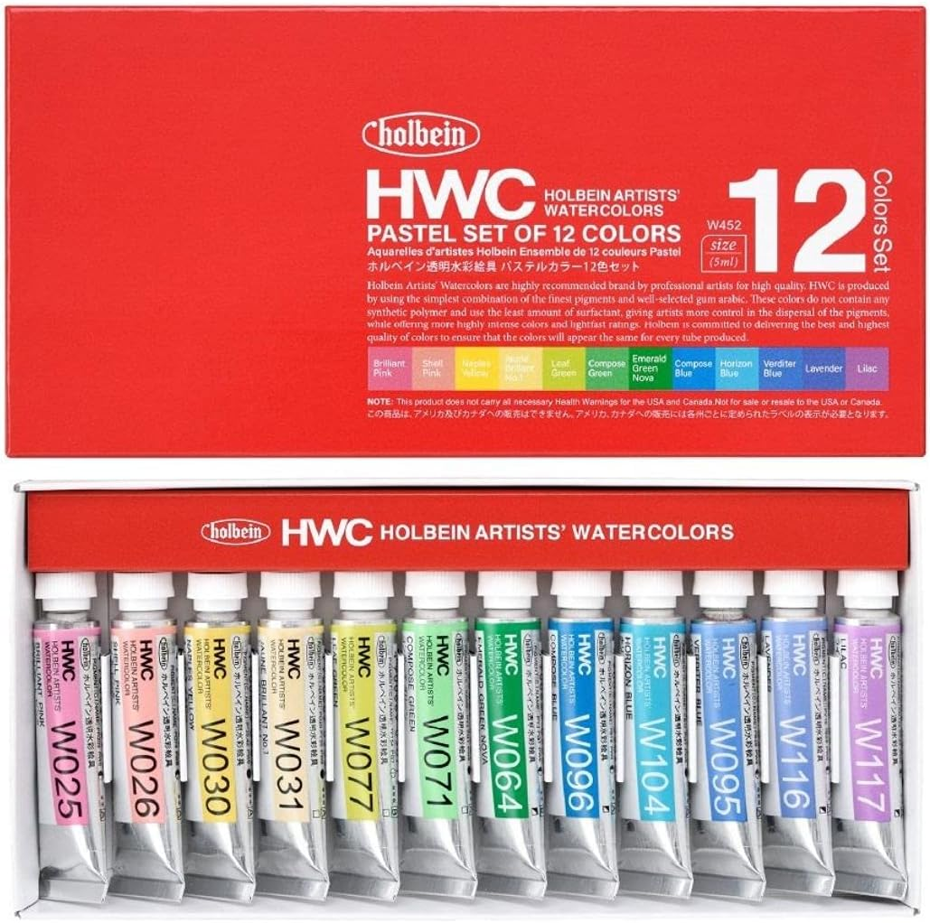 Holbein Artists' Watercolors - Pastels, Set of 12, 5 Ml, Tubes image number 3