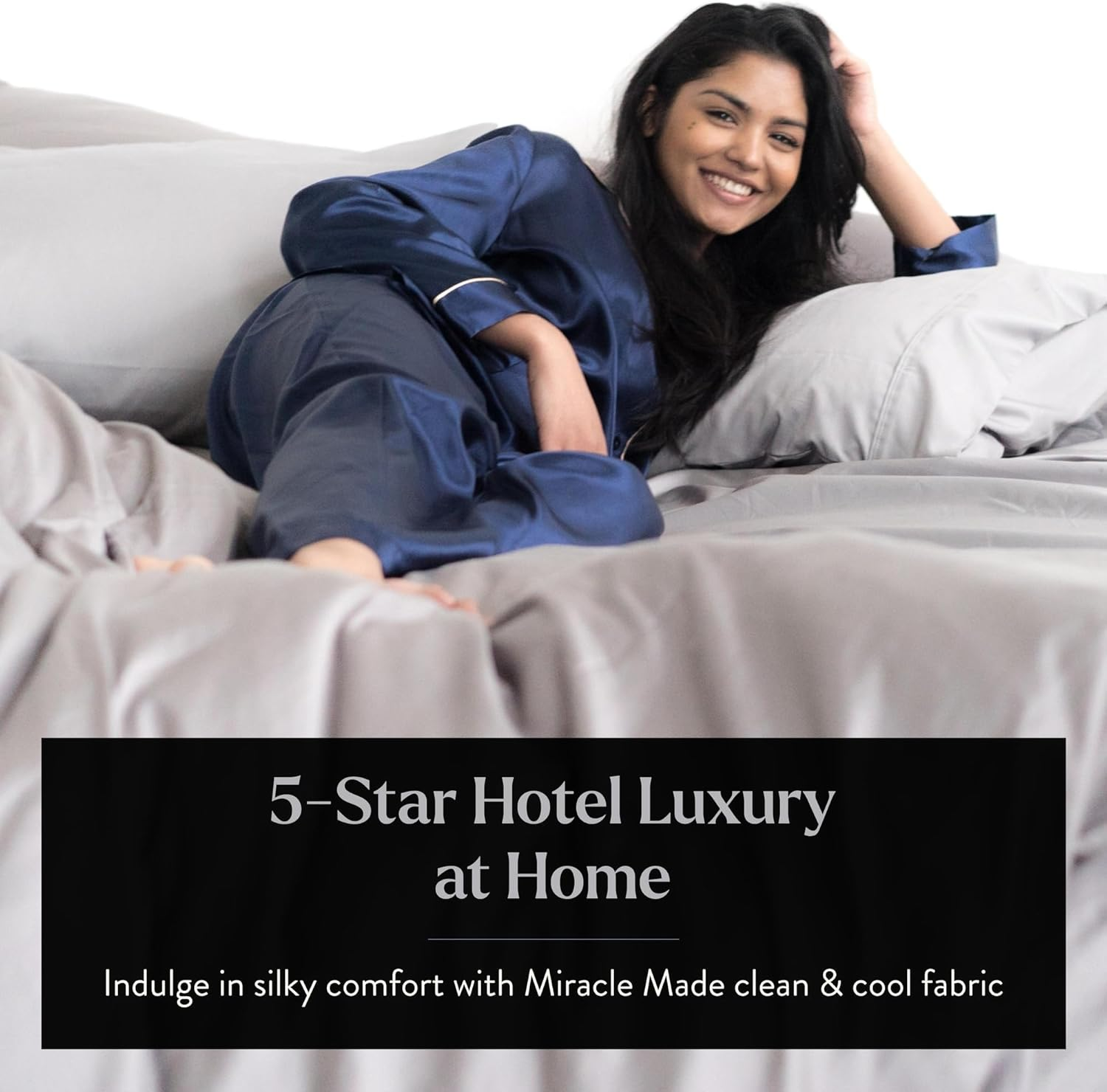 Miracle Made Breathable Cotton Bed Sheets, 4-Piece Set &ndash; Silver-Treated, Soft and Cool-To-The-Touch Lightweight Bedding Designed for Hot Sleepers &ndash; Queen Size, Stone image number 5