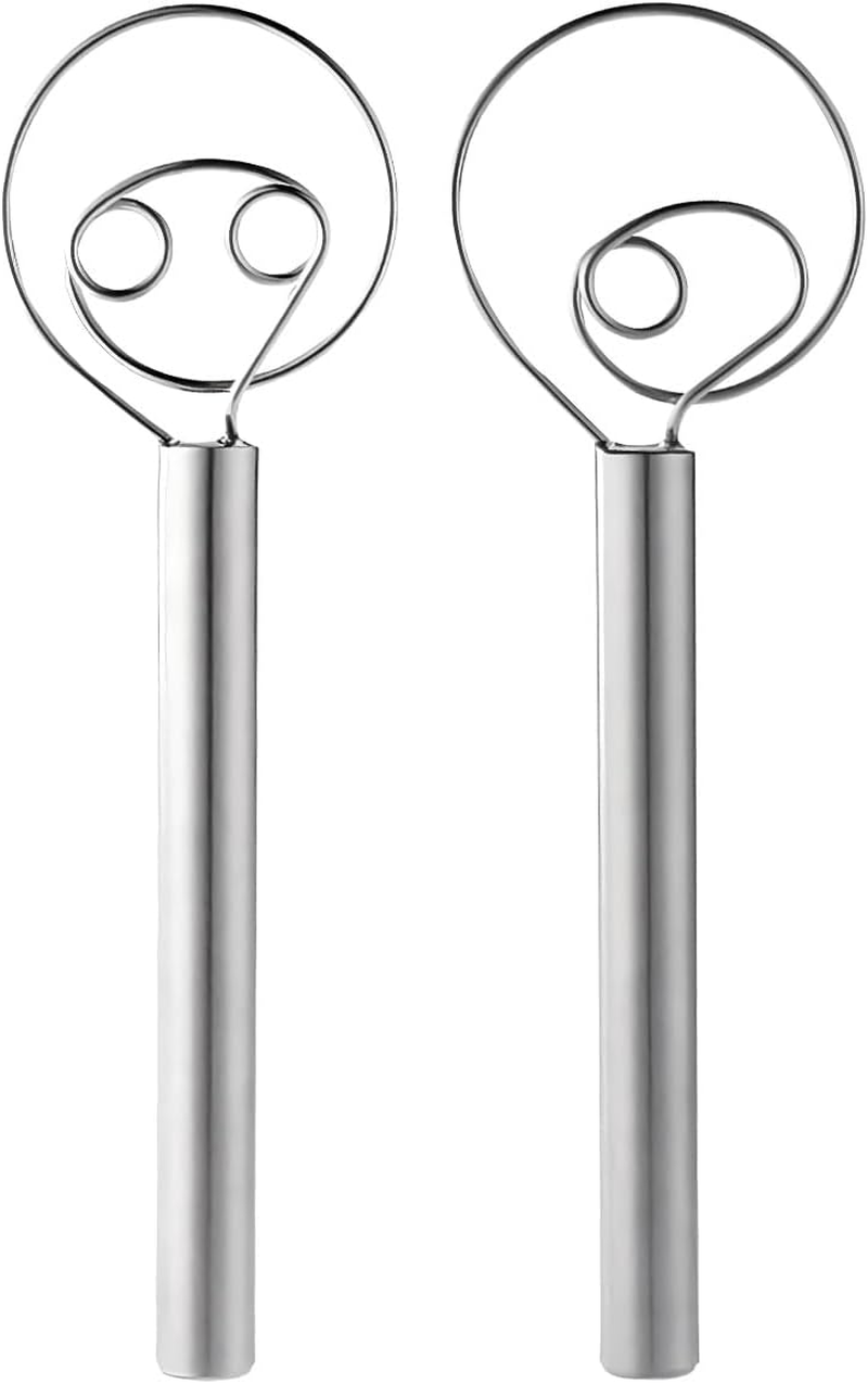2PCS 30Cm Danish Dough Whisk Set 304 Stainless Steel Large Bread Dough Egg Whisk Hand Mixer Baking Tools for Cake Cookie Dessert Bread Pizza Pastry Food Biscuits image number 6