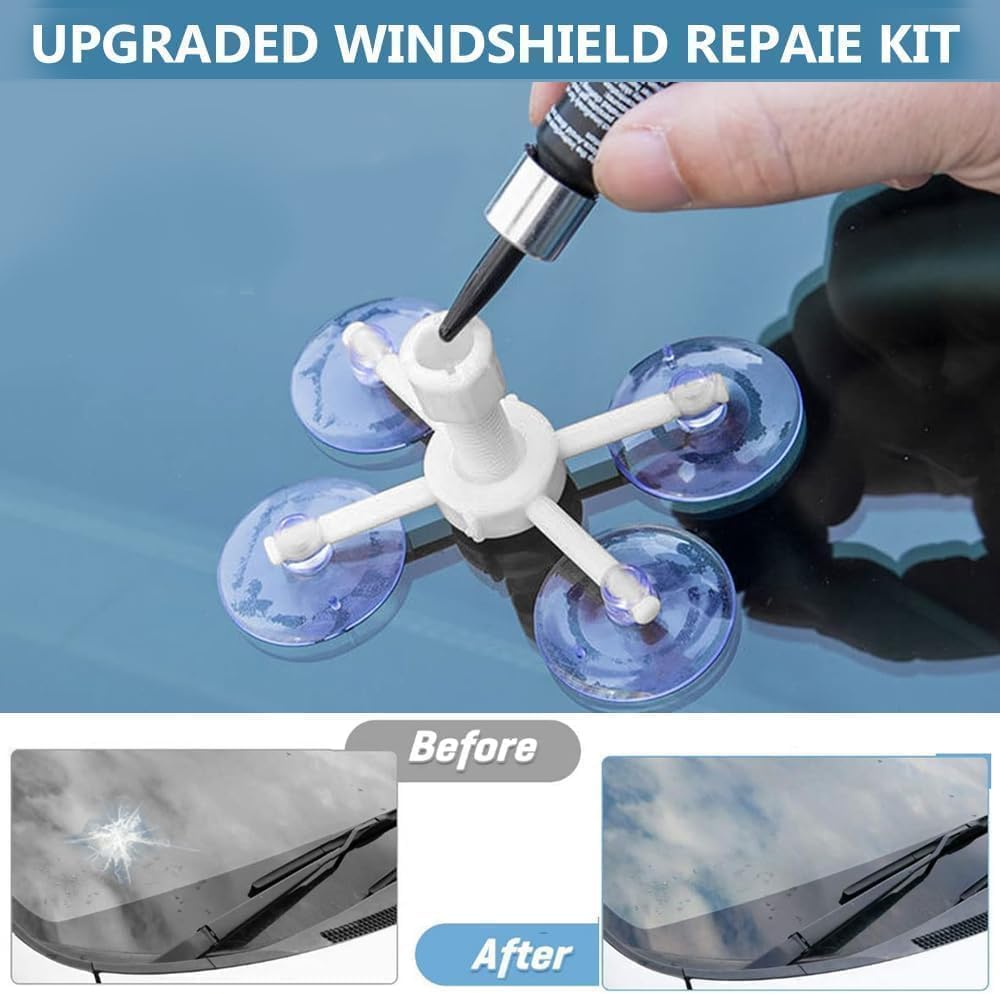 Windshield Repair Kit, Windshield Repair Kit for Chips and Cracks, Car Glass Repair Kit, Cracks Gone Glass Repair Kit, Automotive Glass Nano Fluid Windshield Crack Repair Kit for Chips (Blue-2) image number 5
