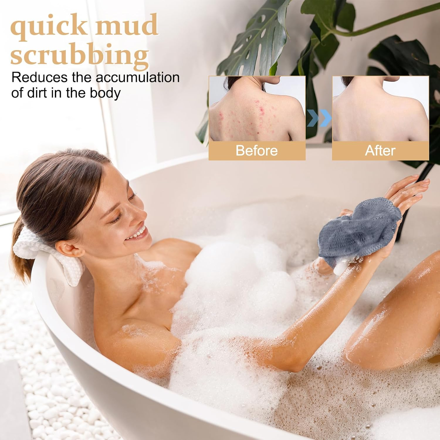 African Net Sponge with Knots,Authentic Exfoliating Bath Sponge for Deep Cleansing, Long-Lasting Body Scrub, Shower & Bath Accessories for Women & Men (Gold) - Gold image number 6