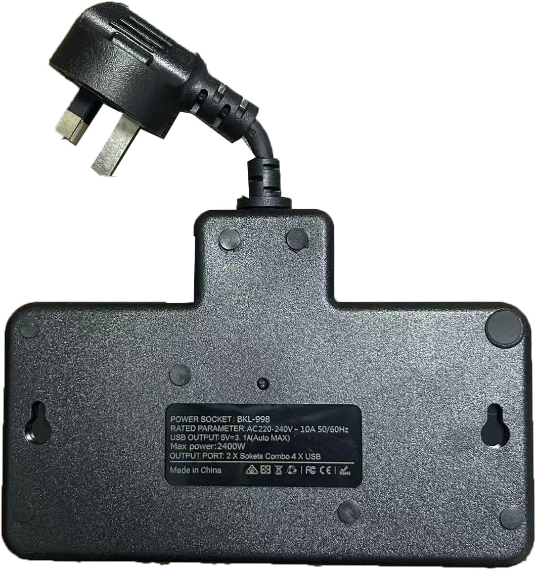 BOCHLION Power Strip with Independent Switches and Night Light Features Plug Extension Socket with 4 USB Ports (2 USB C and 2 USB A), Household Wall Socket Plug Extender, Travel. (Black) image number 2