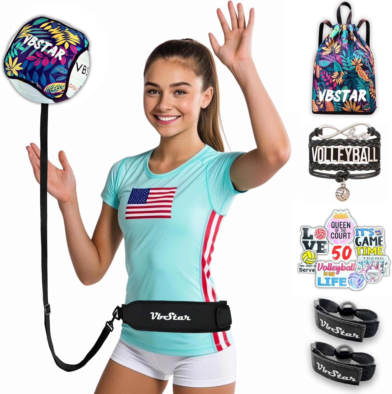 Volleyball Training Equipment Aid - Practice Your Serving, Setting & Spiking with Ease, Great Solo Serve & Spike Trainer for Beginners & Pro, Perfect Volleyball Gift, Choose the Right Bundle for You