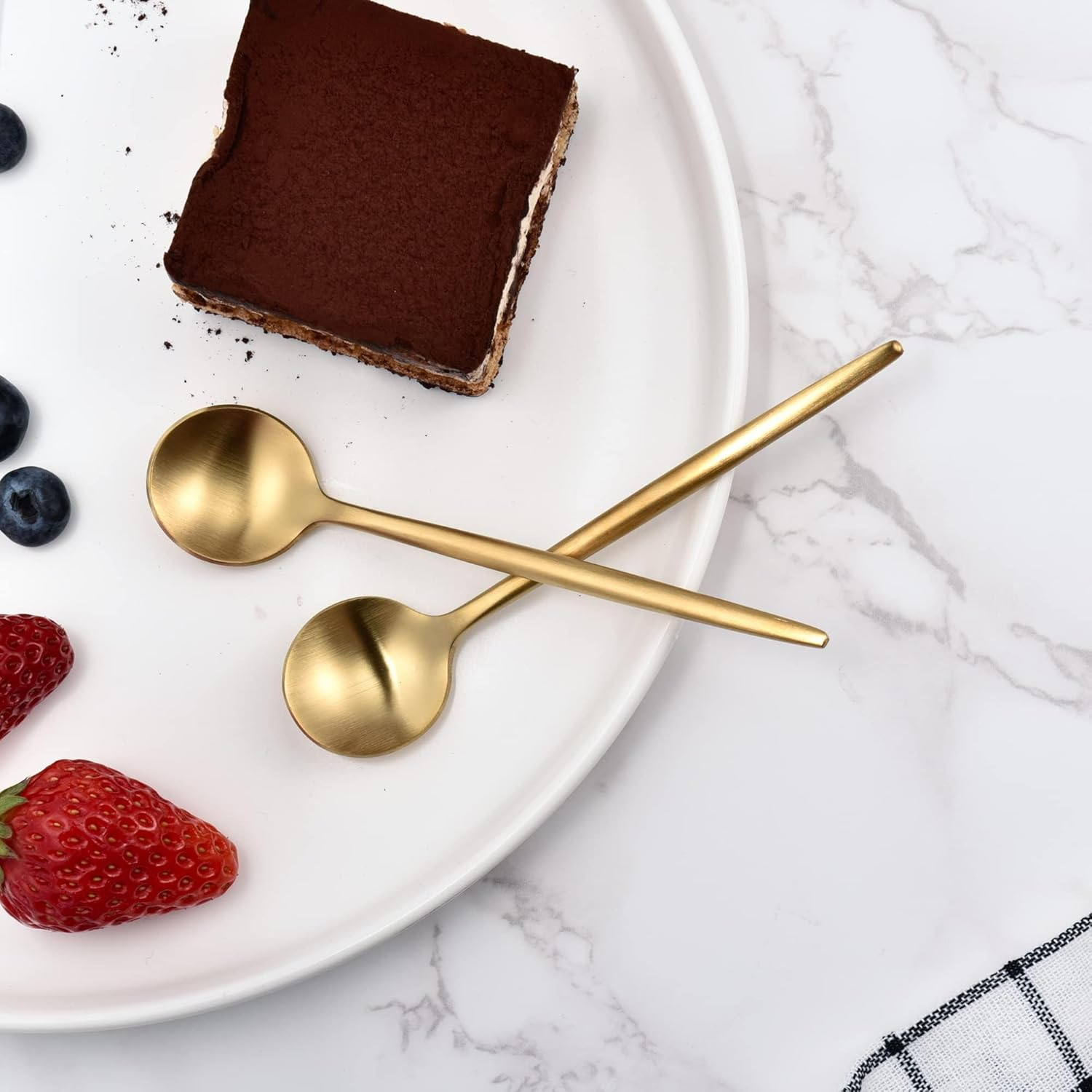 IMEEA 5.1Inch Coffee Spoon Gold Espresso Spoons Demitasse Spoons Stainless Steel Mini Teaspoons for Sugar Dessert Cake, Set of 6 image number 6