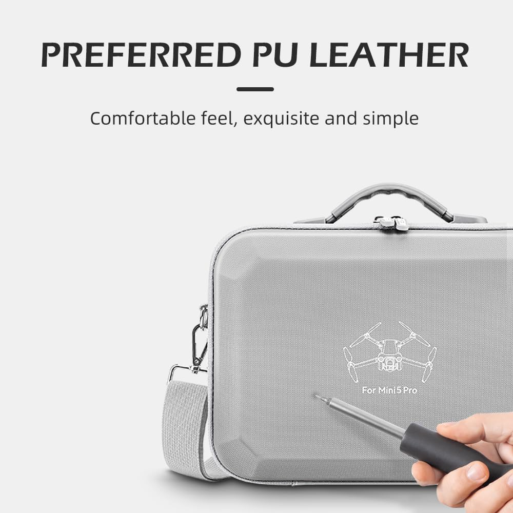 Mini 5 Pro Case &ndash; PU Leather Hard Carrying Case Compatible with DJI Mini 5 Pro Fly More Combo, RC 2 Display Controller, Drone, Batteries, ND Filters & Accessories (Black) image number 5
