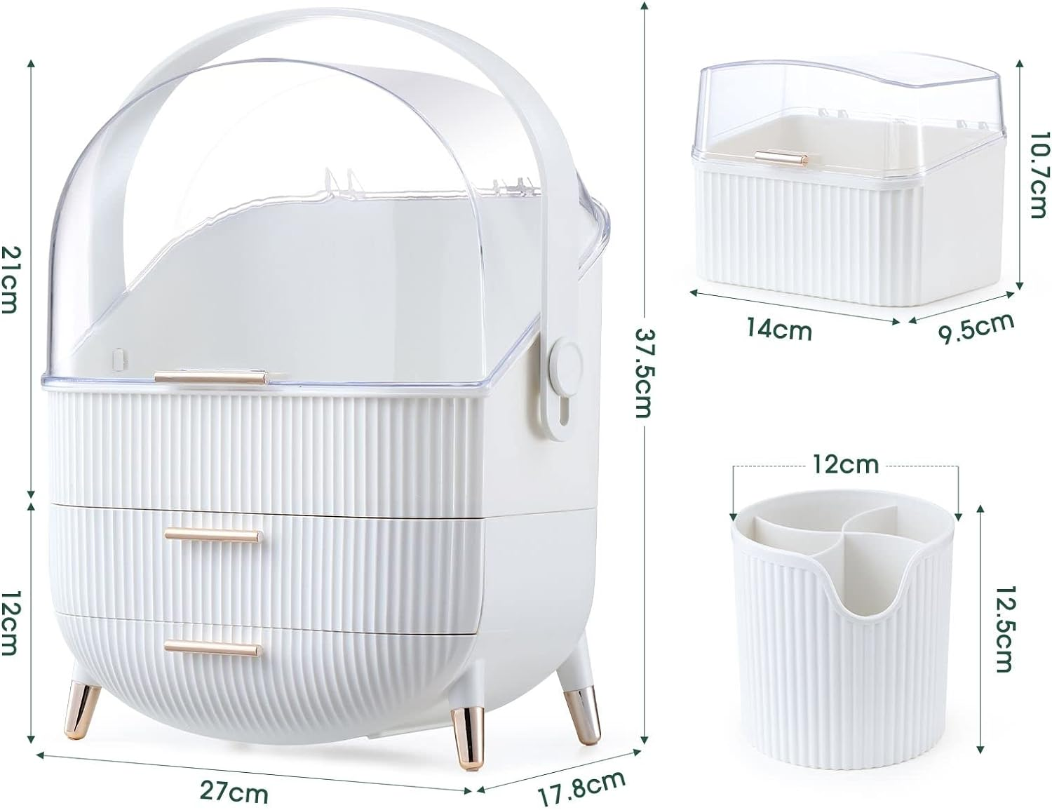 Maxkon Makeup Organizer Holder, Portable Jewellery Box Stand with Brush Holder Organiser for Cosmetic Lipstick Skincare Display image number 3