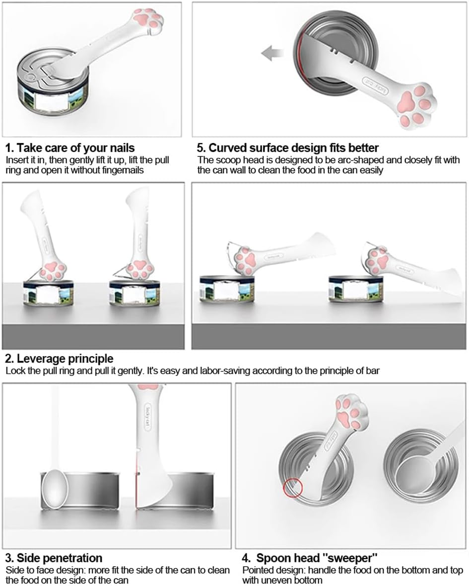 AIMALL Pet Canned Food Spoon & Can Opener - Multi-Function Cat Feeding Shovel, Compact and Cute Design, Ideal for Wet Food and Small Cans image number 5