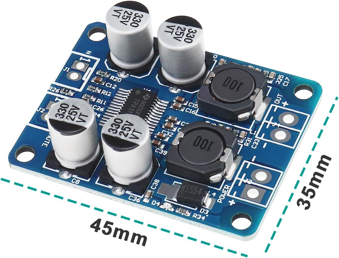 Create Idea 2Pcs PBTL Mono Amplifier Board TPA3118 Mono Digital Audio Amplifier Board Module for Home and Car Audio System Modification 60W DC 8-24V