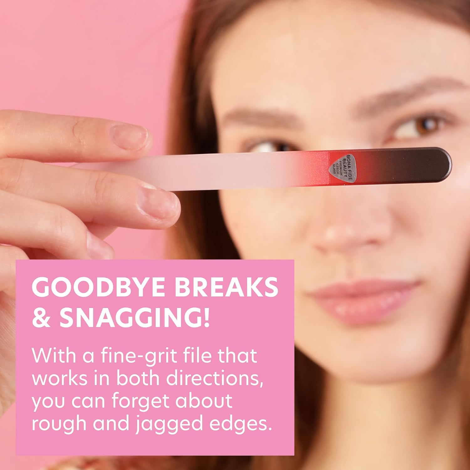 (Pearl Black and Pearl Red Combination) - Glass Nail File, Pearl Black Red Colour Combination, Czech Glass Nail File, Medium Size, Double Sided Glass File Etched Pointed (Black Red) by Bona Fide Beauty image number 2