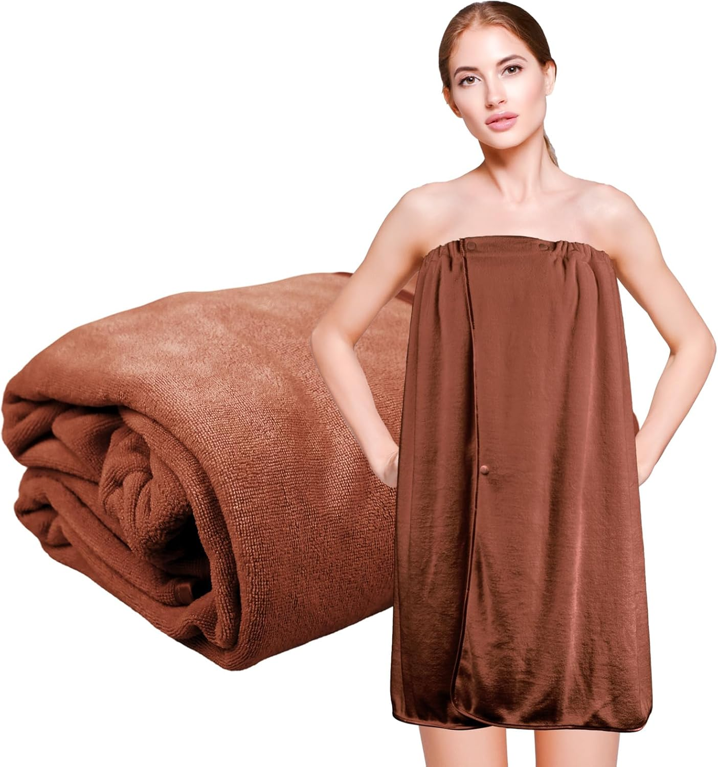 GEN'C B&Eacute;AUTY Spa Towel Wrap Microfiber Bathrobe Adjustable Shower Towel Wrap for Women 31.5''X55.2'' (Pink)