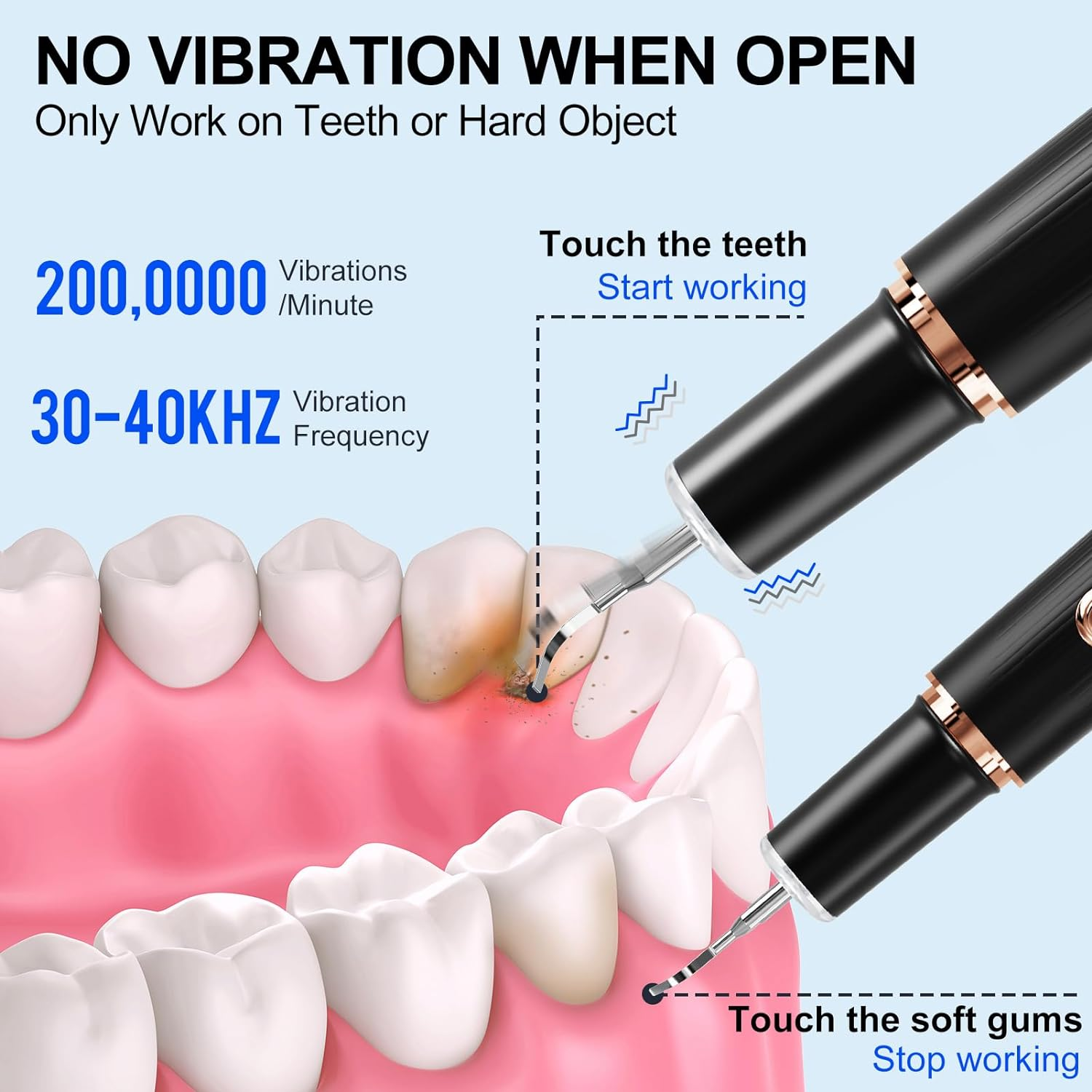 Plaque Remover for Teeth - Tartar Remover for Teeth 3 Modes and 4 Replaceable Heads, Plaque Remover Rechargeable with Mirror image number 3